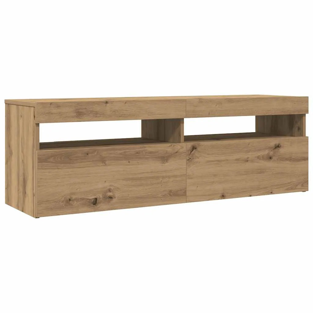 Meuble TV LED en Bois Effet Chêne - 120 cm-Mon Meuble TV-Gris béton-90 cm-1-6