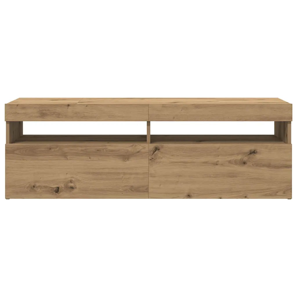 Meuble TV LED en Bois Effet Chêne - 120 cm-Mon Meuble TV-Gris béton-90 cm-1-7