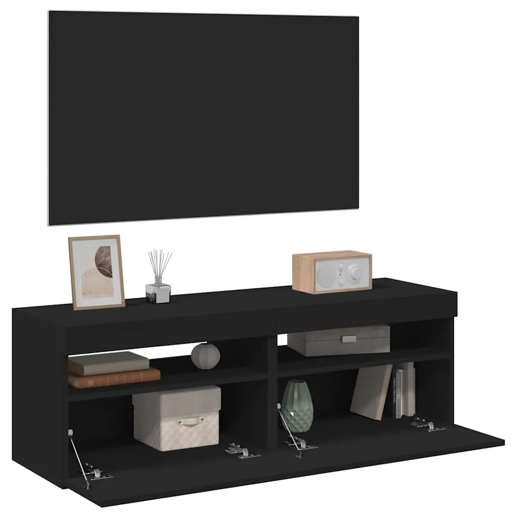 Meuble TV LED en Bois Effet Chêne - 120 cm-Mon Meuble TV-Noir-60 cm-2-66