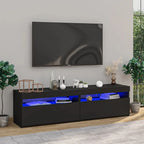 Meuble TV LED en Bois Effet Chêne - 120 cm-Mon Meuble TV-Noir-75 cm-2-59