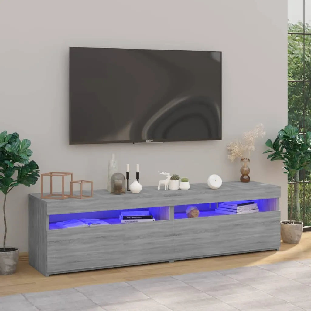 Meuble TV LED en Bois Effet Chêne - 120 cm-Mon Meuble TV-Sonoma gris-75 cm-2-71
