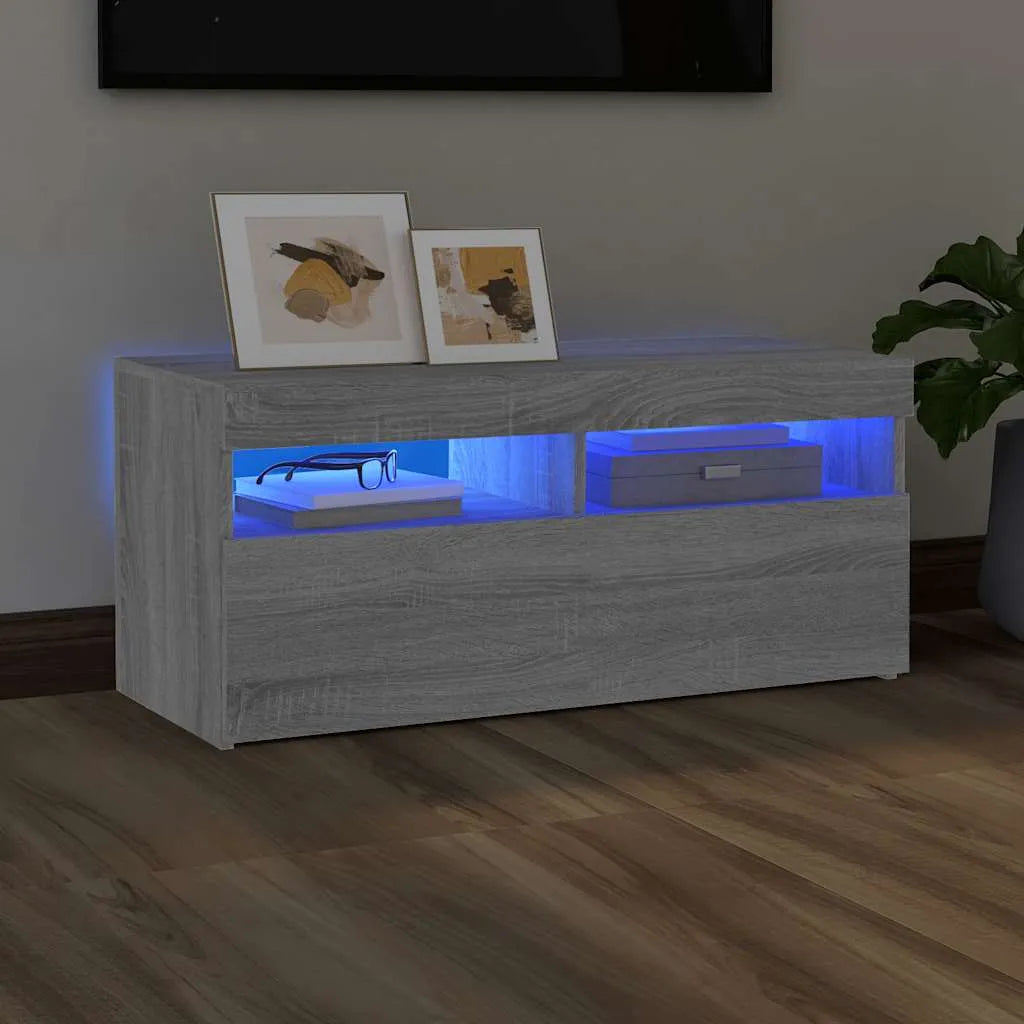 Meuble TV LED en Bois Effet Chêne - 120 cm-Mon Meuble TV-Sonoma gris-90 cm-1-47