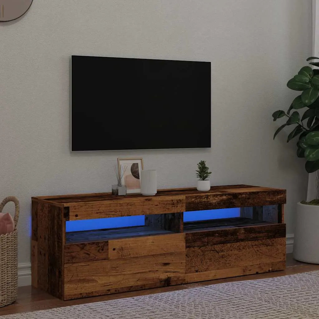 Meuble TV LED en Bois Effet Chêne - 120 cm-Mon Meuble TV-Vieux bois-120 cm-1-54