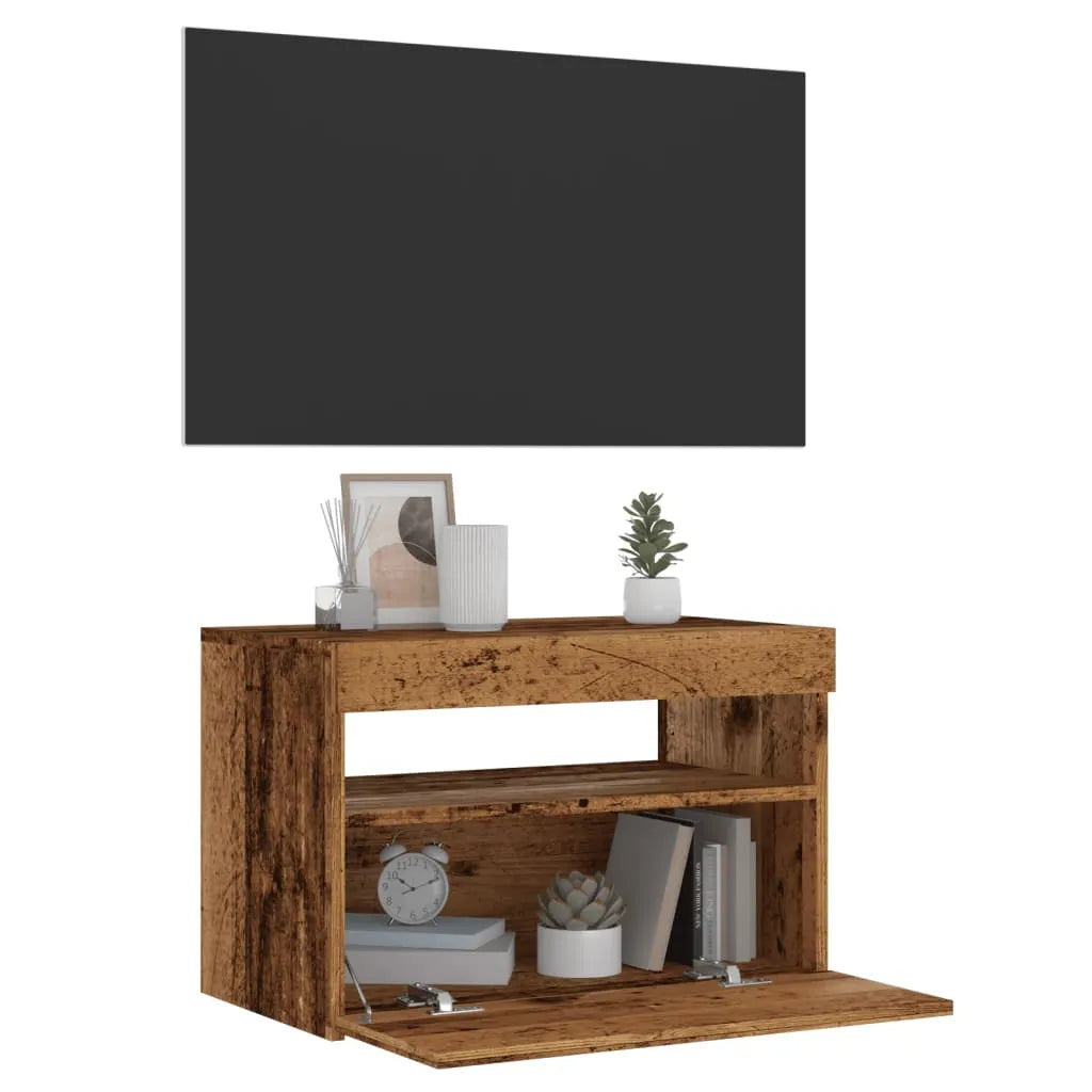 Meuble TV LED en Bois Effet Chêne - 120 cm-Mon Meuble TV-Vieux bois-60 cm-1-49