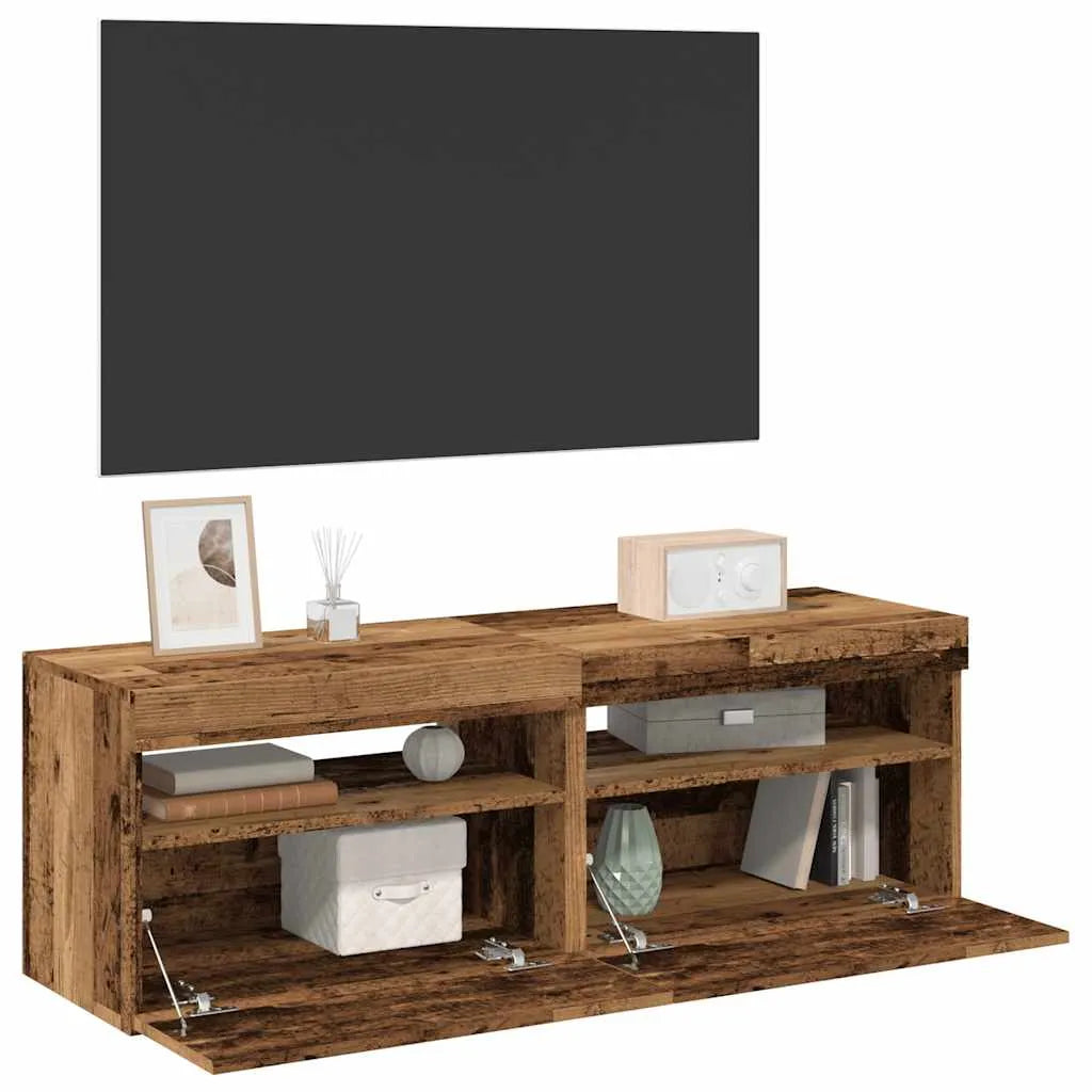 Meuble TV LED en Bois Effet Chêne - 120 cm-Mon Meuble TV-Vieux bois-60 cm-2-72