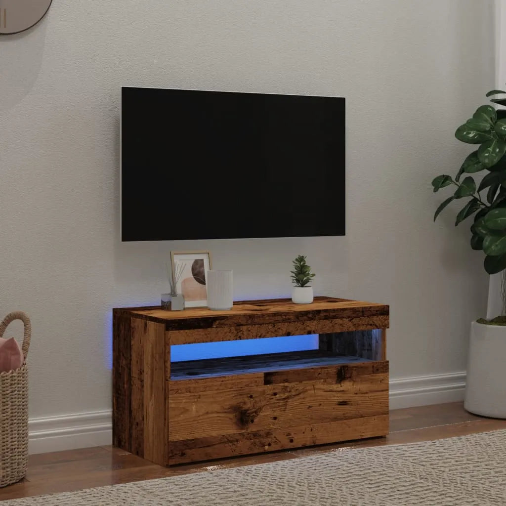 Meuble TV LED en Bois Effet Chêne - 120 cm-Mon Meuble TV-Vieux bois-75 cm-1-51