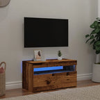 Meuble TV LED en Bois Effet Chêne - 120 cm-Mon Meuble TV-Vieux bois-75 cm-1-51