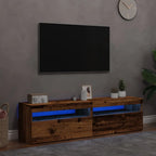 Meuble TV LED en Bois Effet Chêne - 120 cm-Mon Meuble TV-Vieux bois-75 cm-2-73