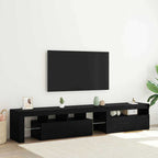 Meuble TV LED Gris Béton - 290 cm-Mon Meuble TV-Chêne noir-215 cm-2-15