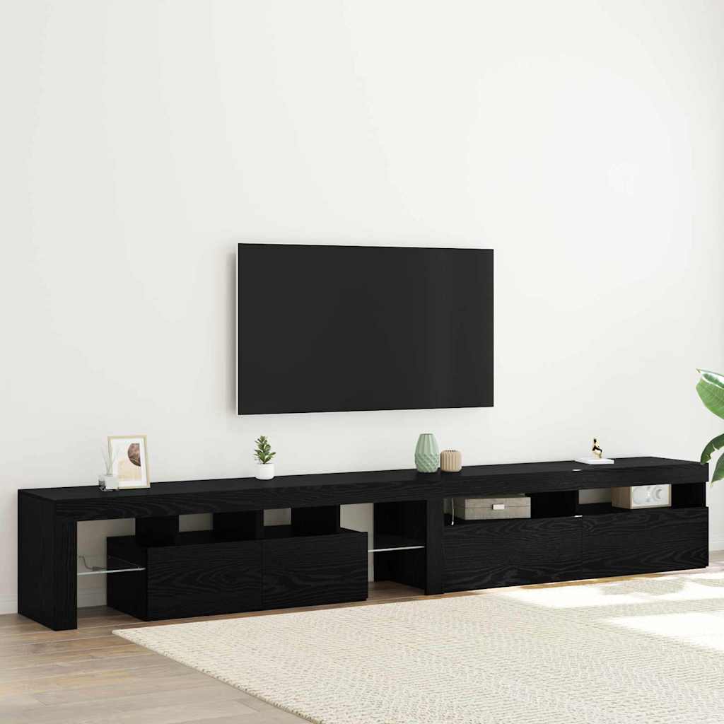Meuble TV LED Gris Béton - 290 cm-Mon Meuble TV-Chêne noir-260 cm-2-17