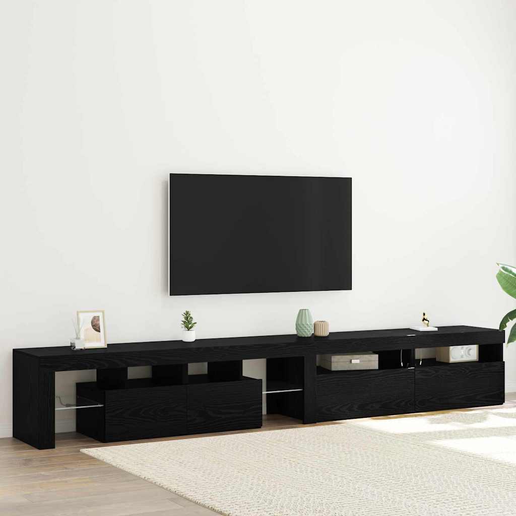 Meuble TV LED Gris Béton - 290 cm-Mon Meuble TV-Chêne noir-260 cm-3-18