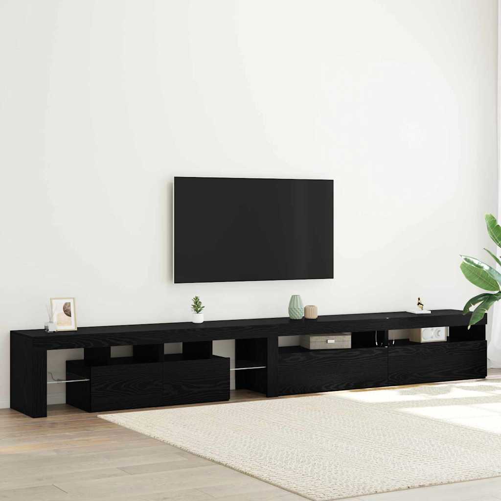 Meuble TV LED Gris Béton - 290 cm-Mon Meuble TV-Chêne noir-290 cm-3-19