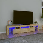 Meuble TV LED Gris Béton - 290 cm-Mon Meuble TV-Chêne sonoma-200 cm-1-23