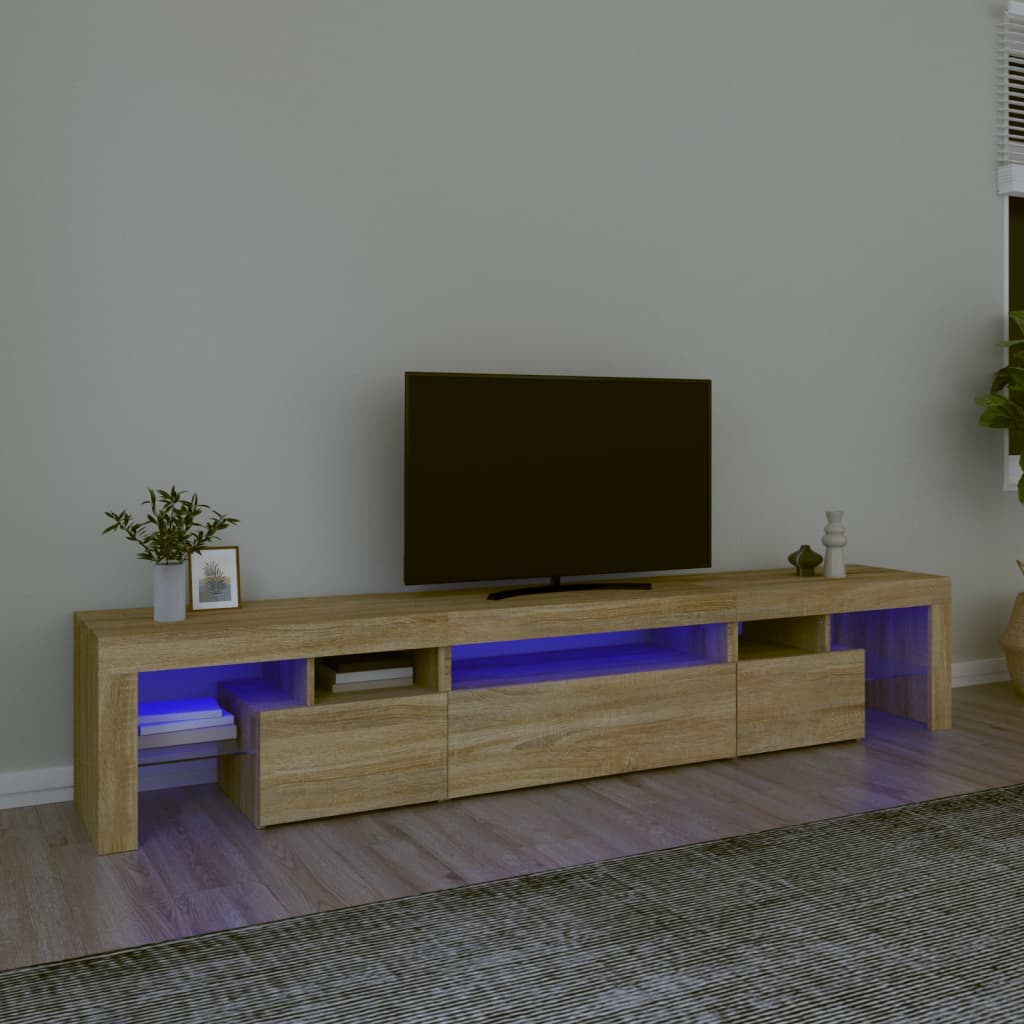 Meuble TV LED Gris Béton - 290 cm-Mon Meuble TV-Chêne sonoma-215 cm-1-27