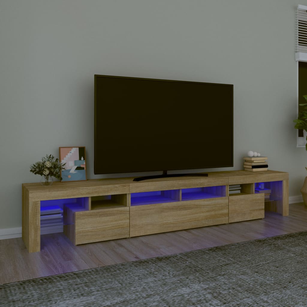 Meuble TV LED Gris Béton - 290 cm-Mon Meuble TV-Chêne sonoma-230 cm-1-31