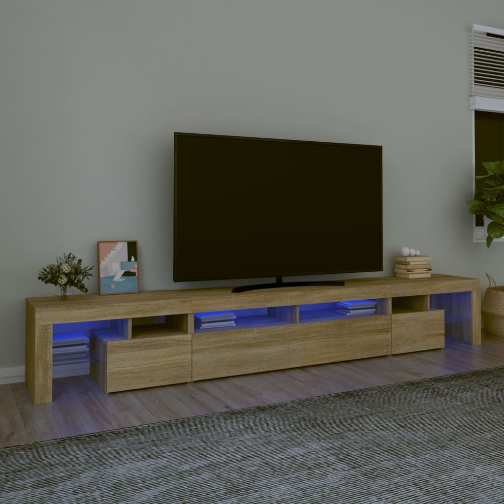 Meuble TV LED Gris Béton - 290 cm-Mon Meuble TV-Chêne sonoma-260 cm-1-35