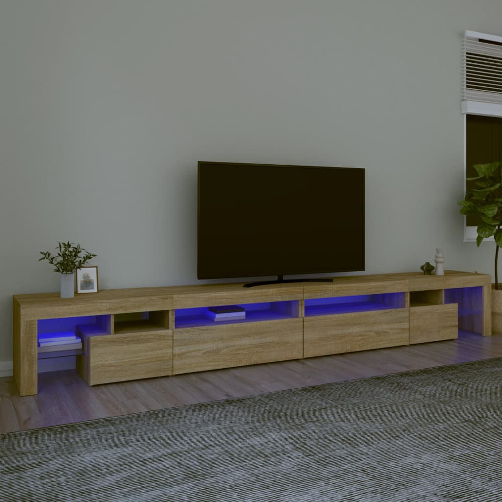 Meuble TV LED Gris Béton - 290 cm-Mon Meuble TV-Chêne sonoma-290 cm-1-41