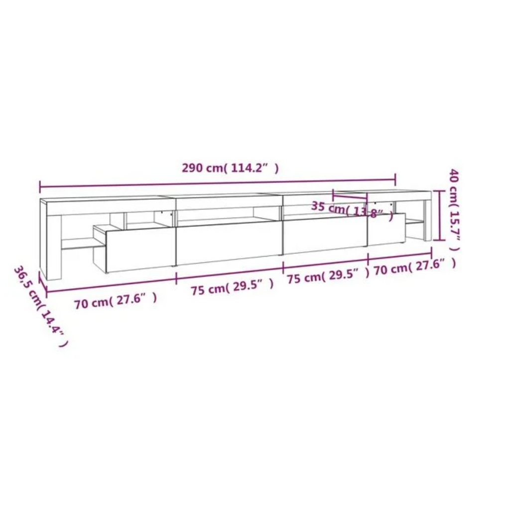 Meuble TV LED Gris Béton - 290 cm-Mon Meuble TV-Gris béton-200 cm-1-10