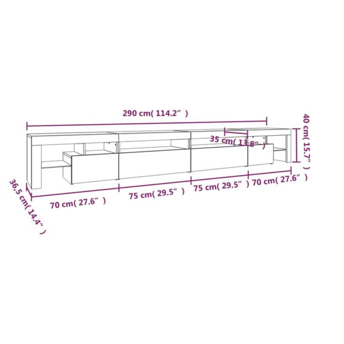 Meuble TV LED Gris Béton - 290 cm-Mon Meuble TV-Gris béton-200 cm-1-10