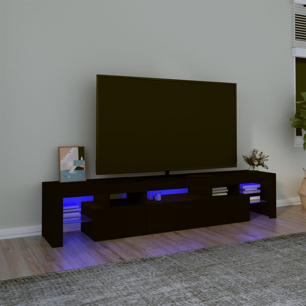 Meuble TV LED Gris Béton - 290 cm-Mon Meuble TV-Noir-200 cm-1-22