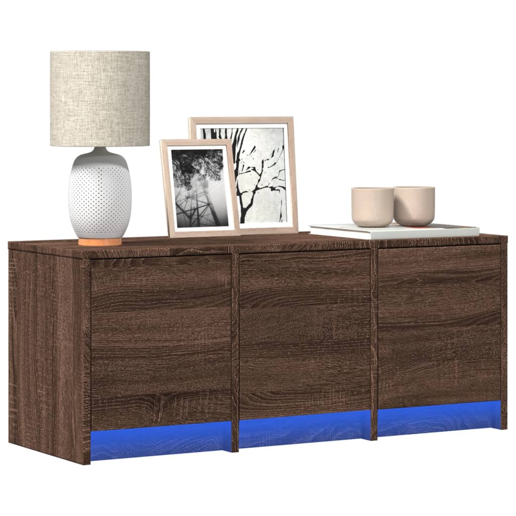 Meuble TV LED Marron Effet Chêne - 97 cm-Mon Meuble TV-1