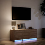 Meuble TV LED Marron Effet Chêne - 97 cm-Mon Meuble TV-5