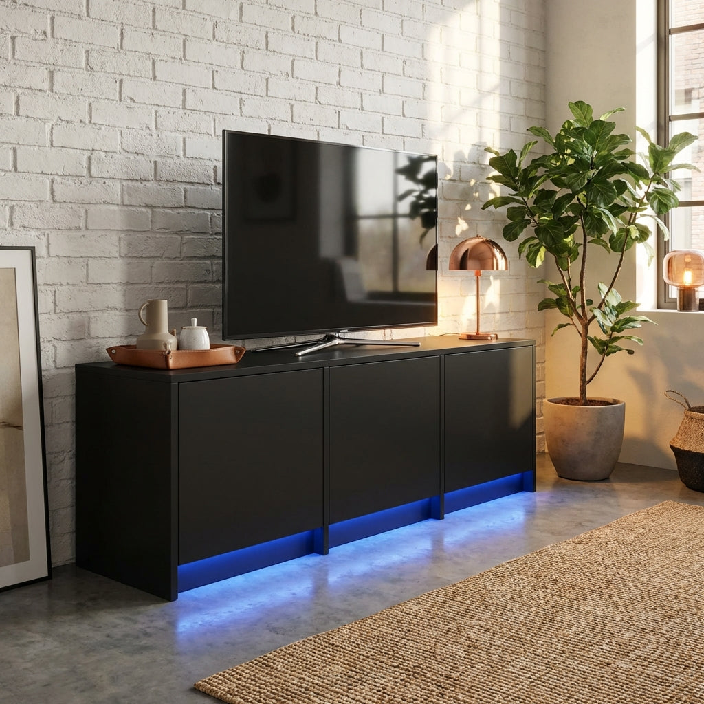 meuble-tv-led-noir-et-bois-97-cm-decor