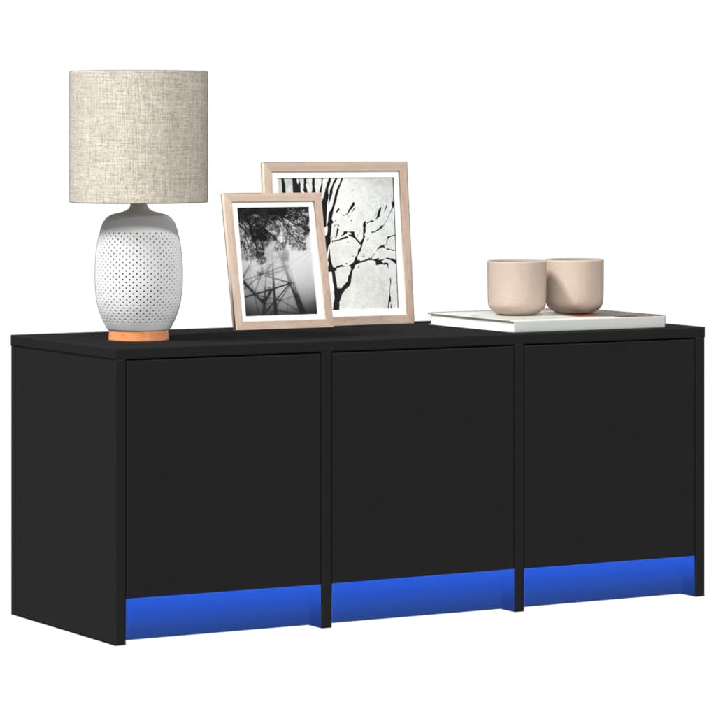 Meuble TV LED Noir et Bois - 97 cm-Mon Meuble TV-1