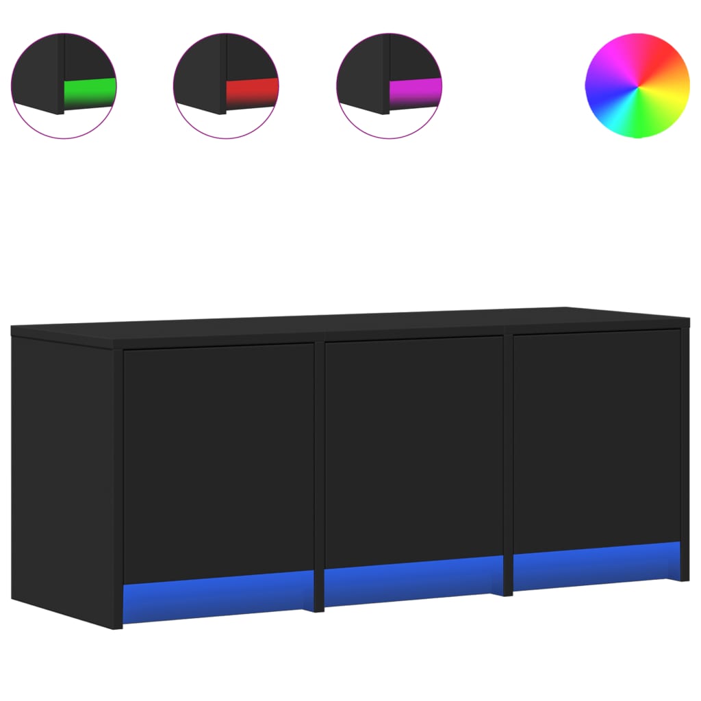 Meuble TV LED Noir et Bois - 97 cm-Mon Meuble TV-2