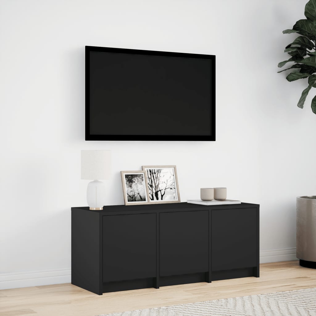 Meuble TV LED Noir et Bois - 97 cm-Mon Meuble TV-4