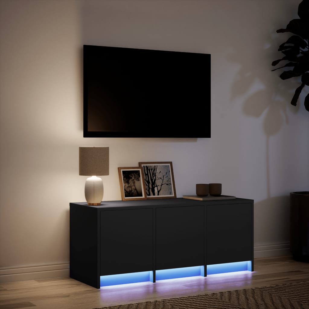 Meuble TV LED Noir et Bois - 97 cm-Mon Meuble TV-5