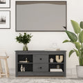 Meuble TV Long Gris en Pin Massif - 103 cm-Mon Meuble TV-Gris-1-1