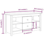 Meuble TV Long Gris en Pin Massif - 103 cm-Mon Meuble TV-Gris-1-10
