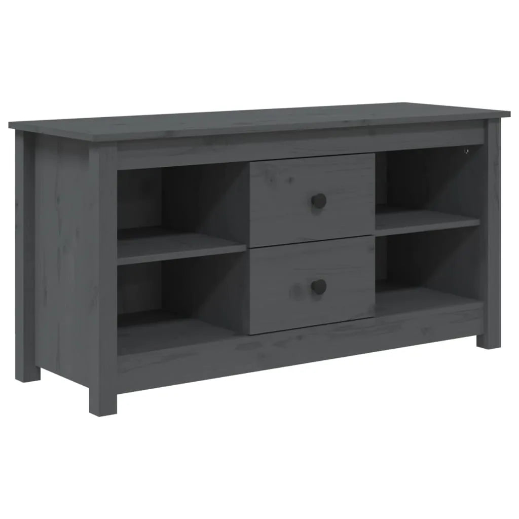 Meuble TV Long Gris en Pin Massif - 103 cm-Mon Meuble TV-Gris-1-2