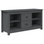 Meuble TV Long Gris en Pin Massif - 103 cm-Mon Meuble TV-Gris-1-2