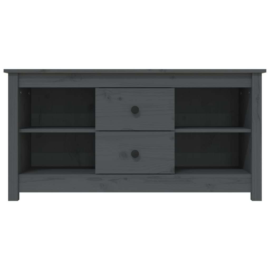 Meuble TV Long Gris en Pin Massif - 103 cm-Mon Meuble TV-Gris-1-3
