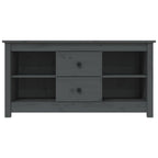 Meuble TV Long Gris en Pin Massif - 103 cm-Mon Meuble TV-Gris-1-3