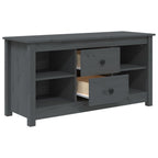 Meuble TV Long Gris en Pin Massif - 103 cm-Mon Meuble TV-Gris-1-4
