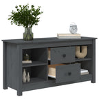 Meuble TV Long Gris en Pin Massif - 103 cm-Mon Meuble TV-Gris-1-8