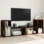 Meuble TV Marron au Sol Effet Chêne Fumé - 2 Pièces-Mon Meuble TV-Chêne fumé-75 cm-1-1