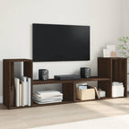 Meuble TV Marron au Sol Effet Chêne Fumé - 2 Pièces-Mon Meuble TV-Chêne marron-100 cm-1-18