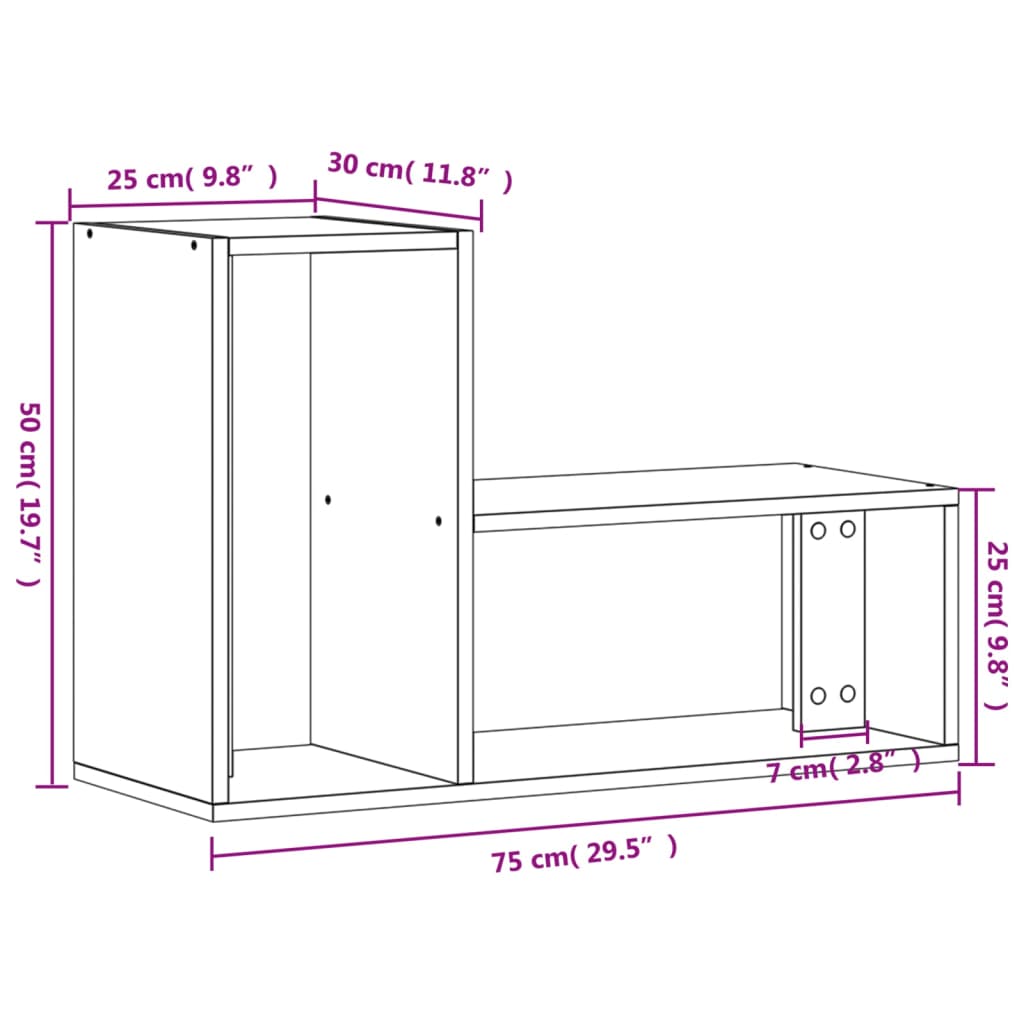 Meuble TV Marron au Sol Effet Chêne Fumé - 2 Pièces-Mon Meuble TV-Chêne sonoma-75 cm-1-12