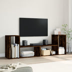 Meuble TV Marron au Sol Effet Chêne Fumé - 2 Pièces-Mon Meuble TV-Chêne sonoma-75 cm-1-3