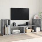 Meuble TV Marron au Sol Effet Chêne Fumé - 2 Pièces-Mon Meuble TV-Gris béton-75 cm-1-14