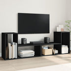 Meuble TV Marron au Sol Effet Chêne Fumé - 2 Pièces-Mon Meuble TV-Noir-75 cm-1-13