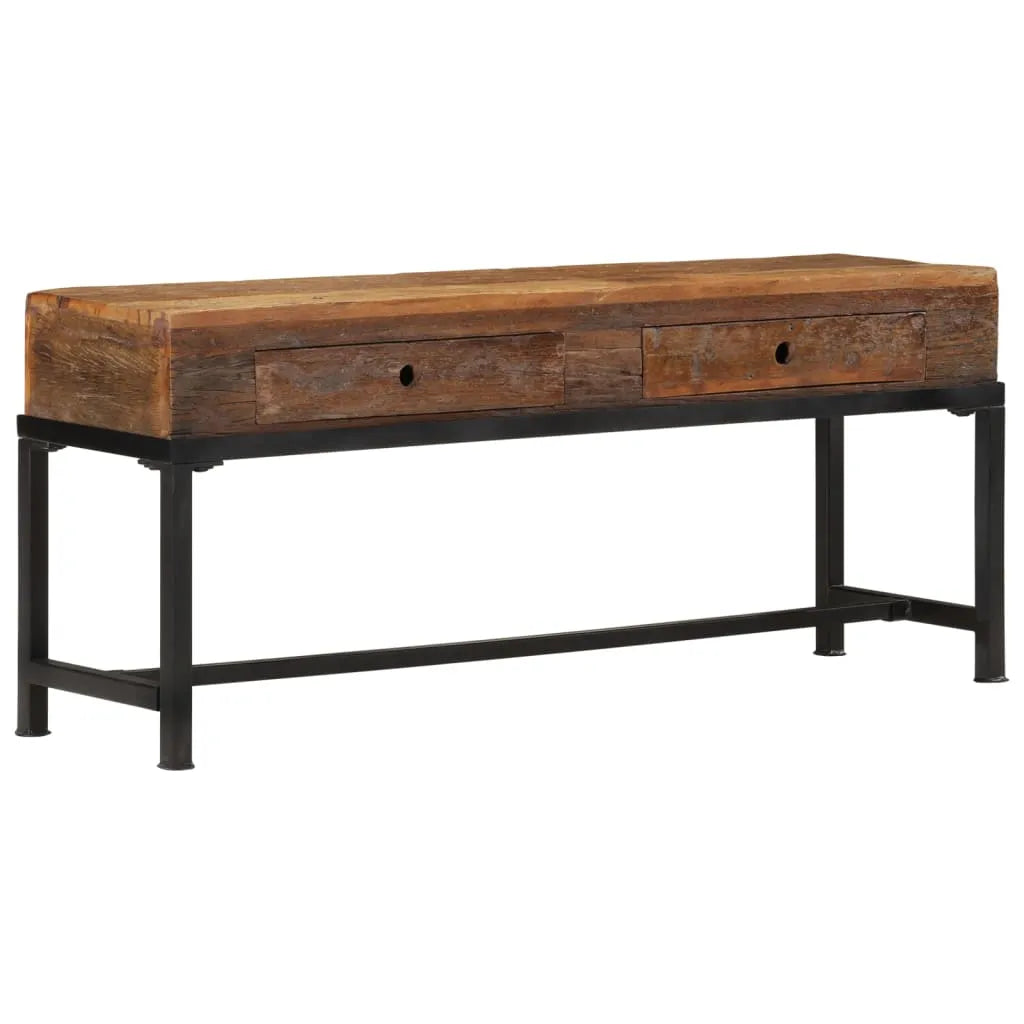 Meuble TV Marron avec Pied en Bois Massif - 110 cm-Mon Meuble TV-1