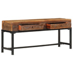 Meuble TV Marron avec Pied en Bois Massif - 110 cm-Mon Meuble TV-2