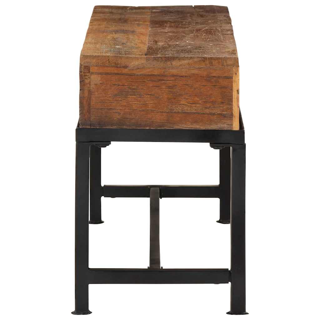 Meuble TV Marron avec Pied en Bois Massif - 110 cm-Mon Meuble TV-4