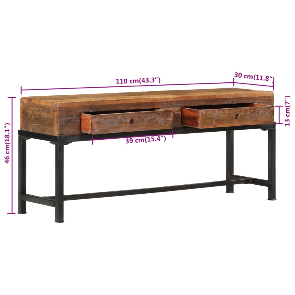 Meuble TV Marron avec Pied en Bois Massif - 110 cm-Mon Meuble TV-9