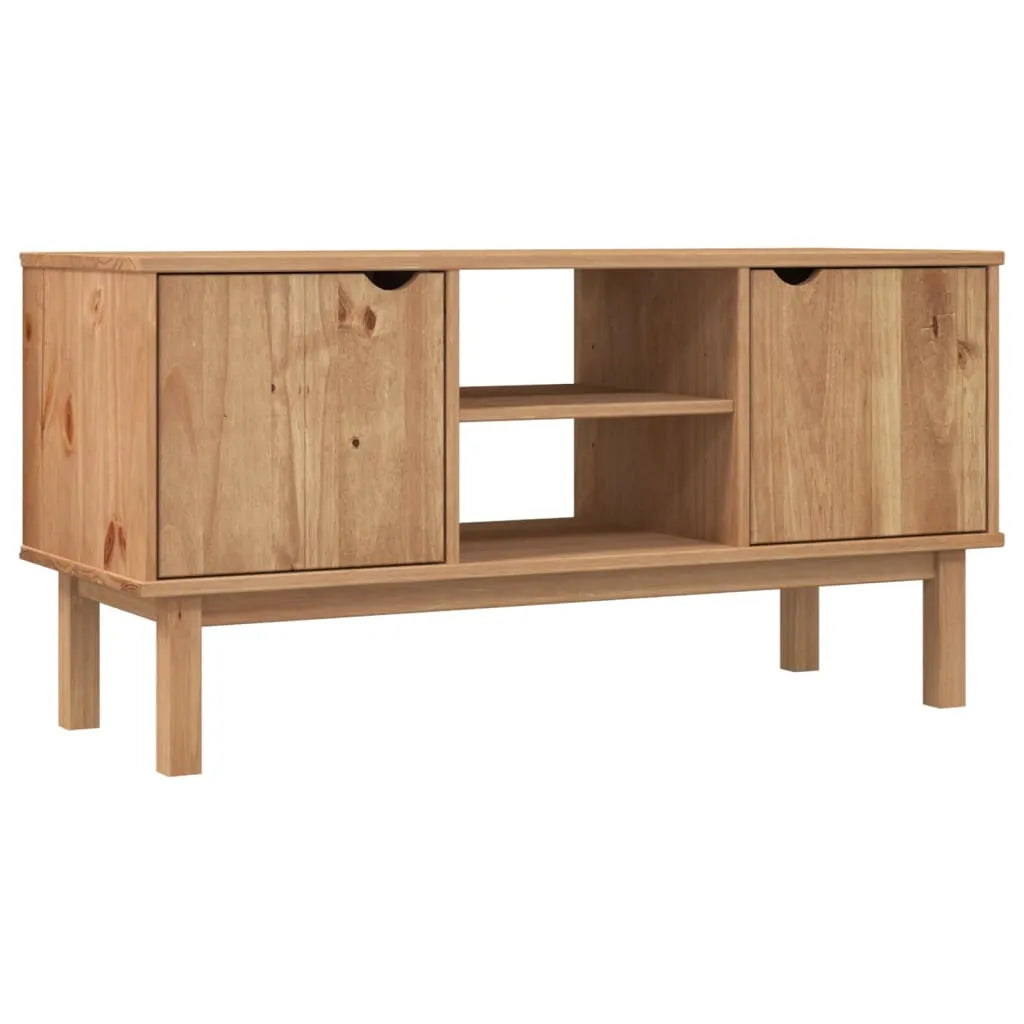 Meuble TV Marron Clair en Pin Massif - 113,5 cm-Mon Meuble TV-2
